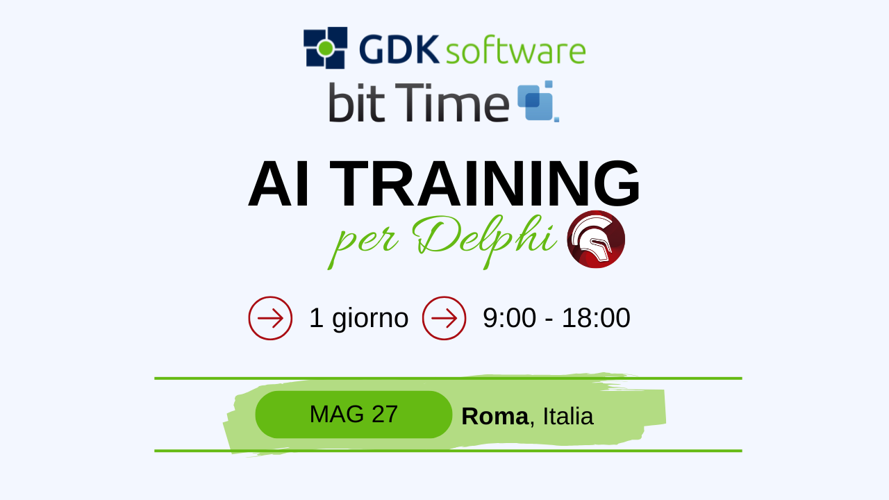 Roma, 27 Maggio: l'AI diventa essenziale per gli sviluppatori Delphi